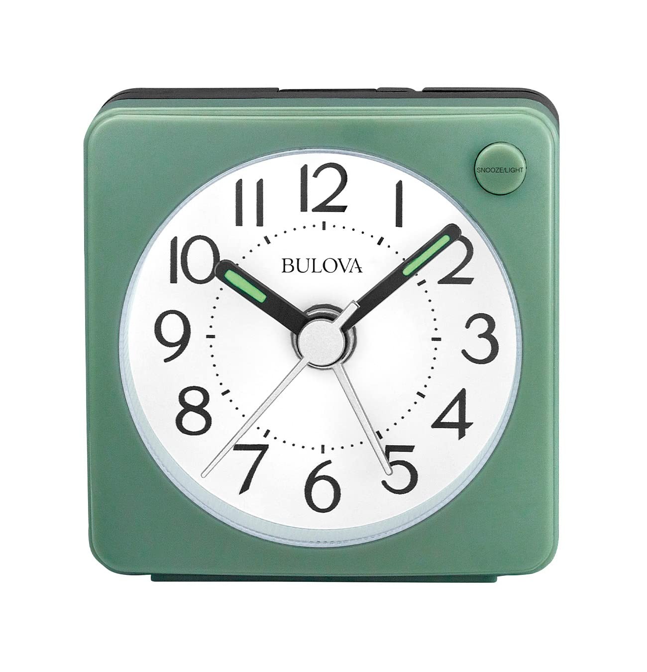 Bulova Clocks B1874, Ultra Small Travel Alarm with Snooze and Small, Green
