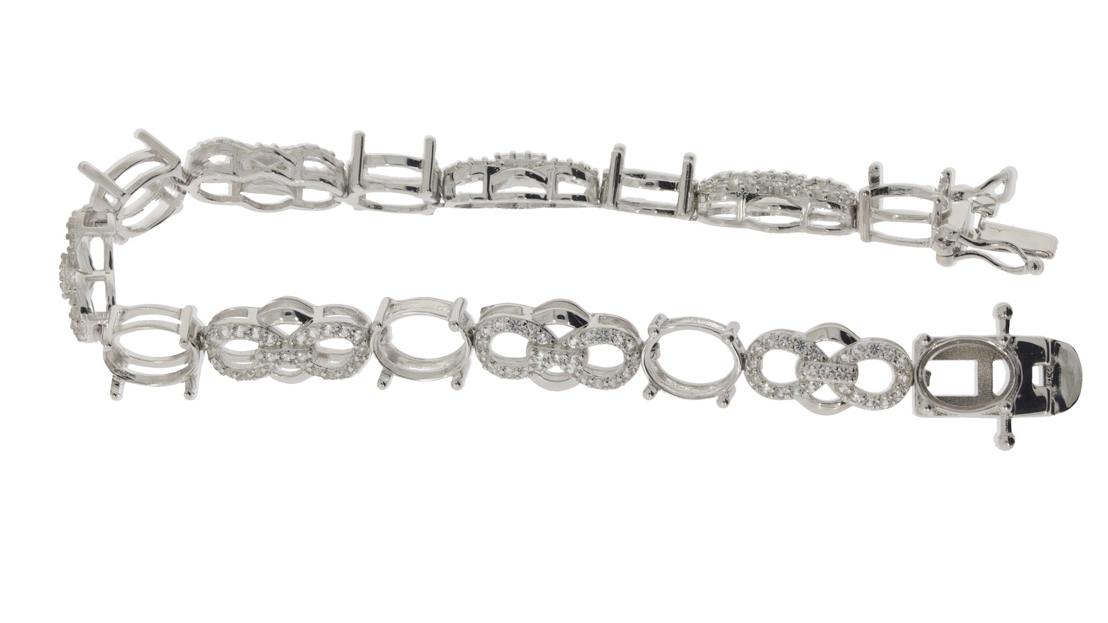 Sterling Silver Semi Mount Bracelet Setting Oval OV 9x7mm