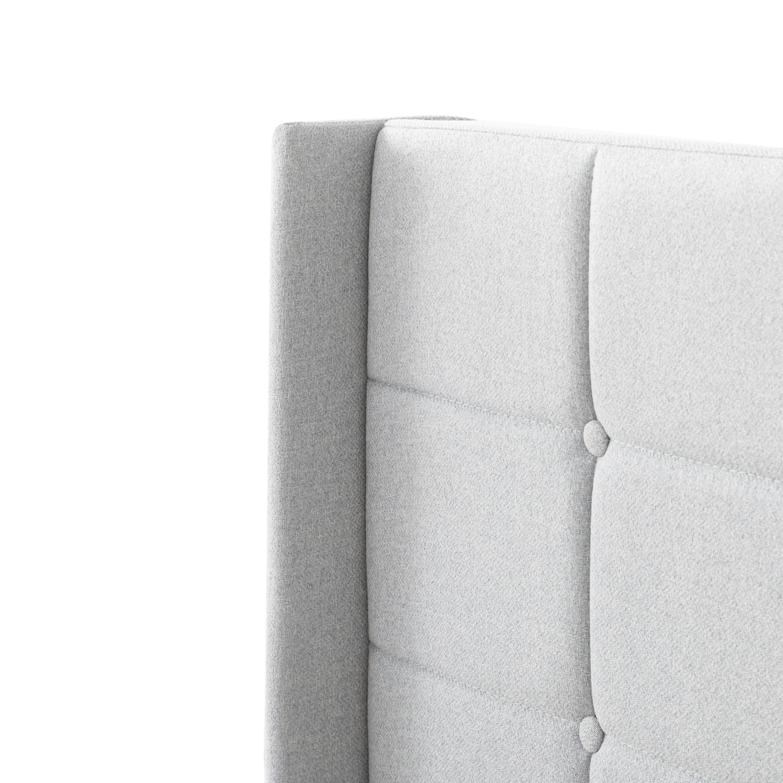 Full Size Platform Bed Frame with Upholstered Headboard, Light Gray
