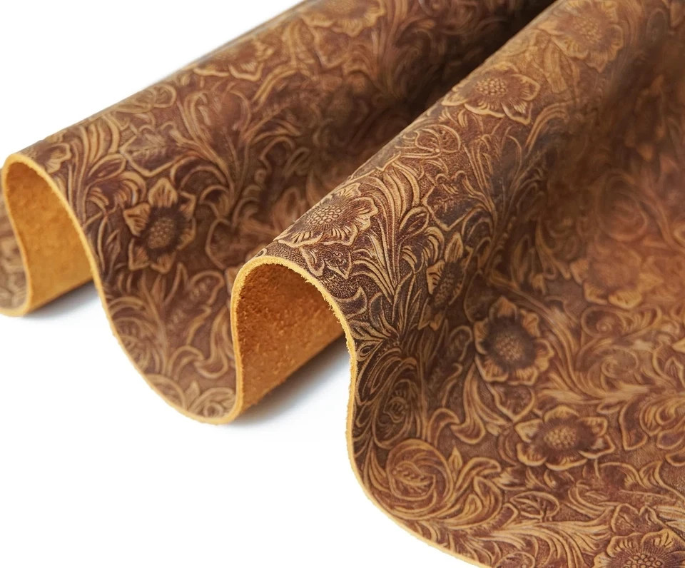 Bump Texture Genuine Leather Sheets Plain Geometric Pattern Printed Leather
