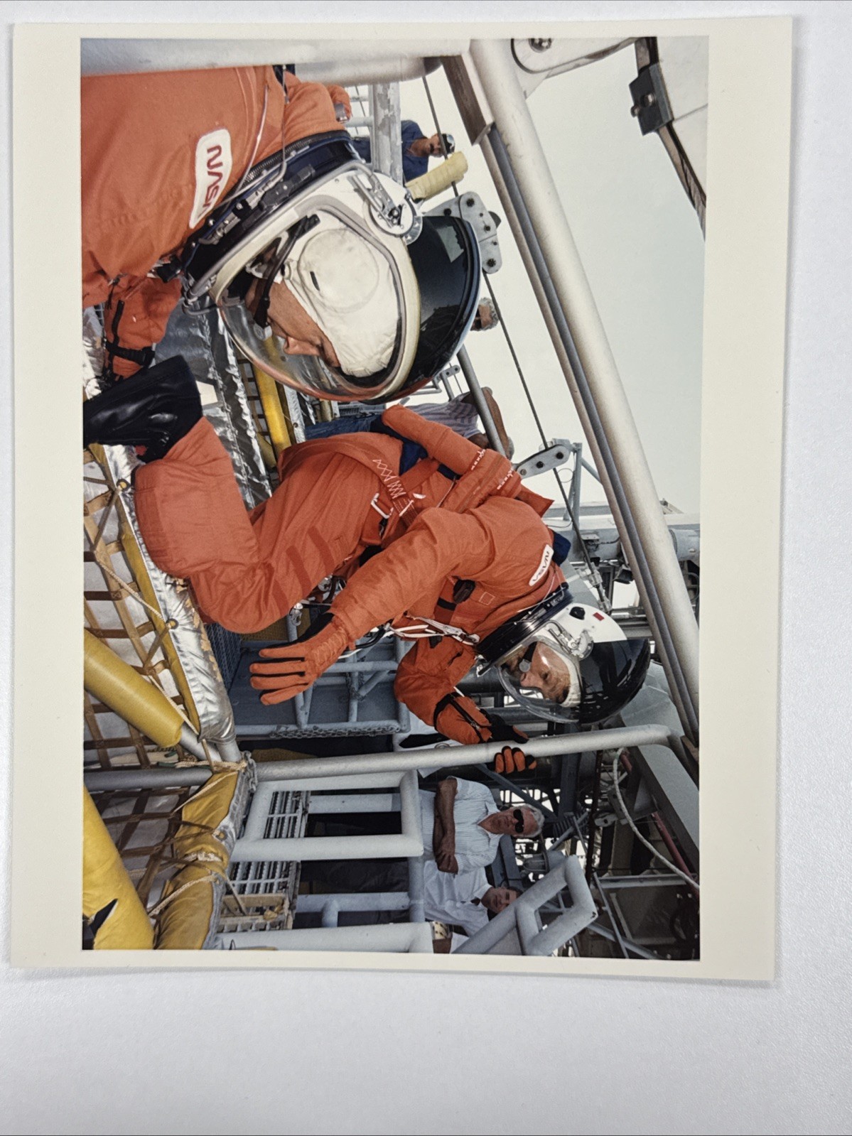 NASA STS 47 Crew in Suits Dress Rehearsal Launch Tower Press Photo 3
