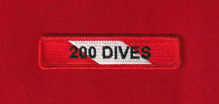 200 DIVES Chevron Rocker SCUBA Certification Diving Patch Fully Embroidered USA
