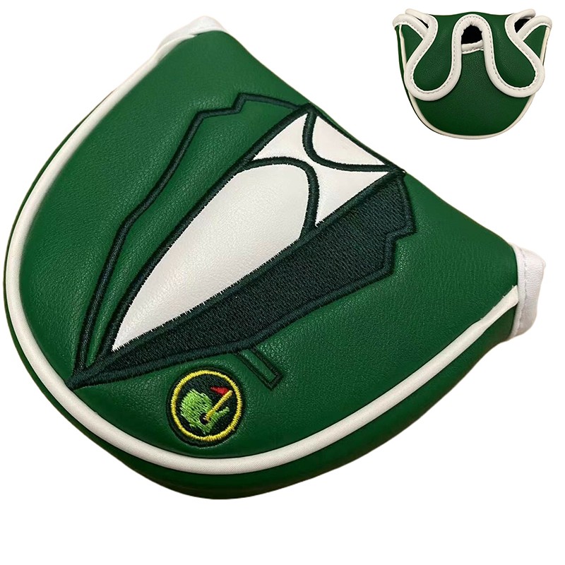 Magnetic Center Shafted Mallet Putter Head Cover Golf Green Jacket Headcover