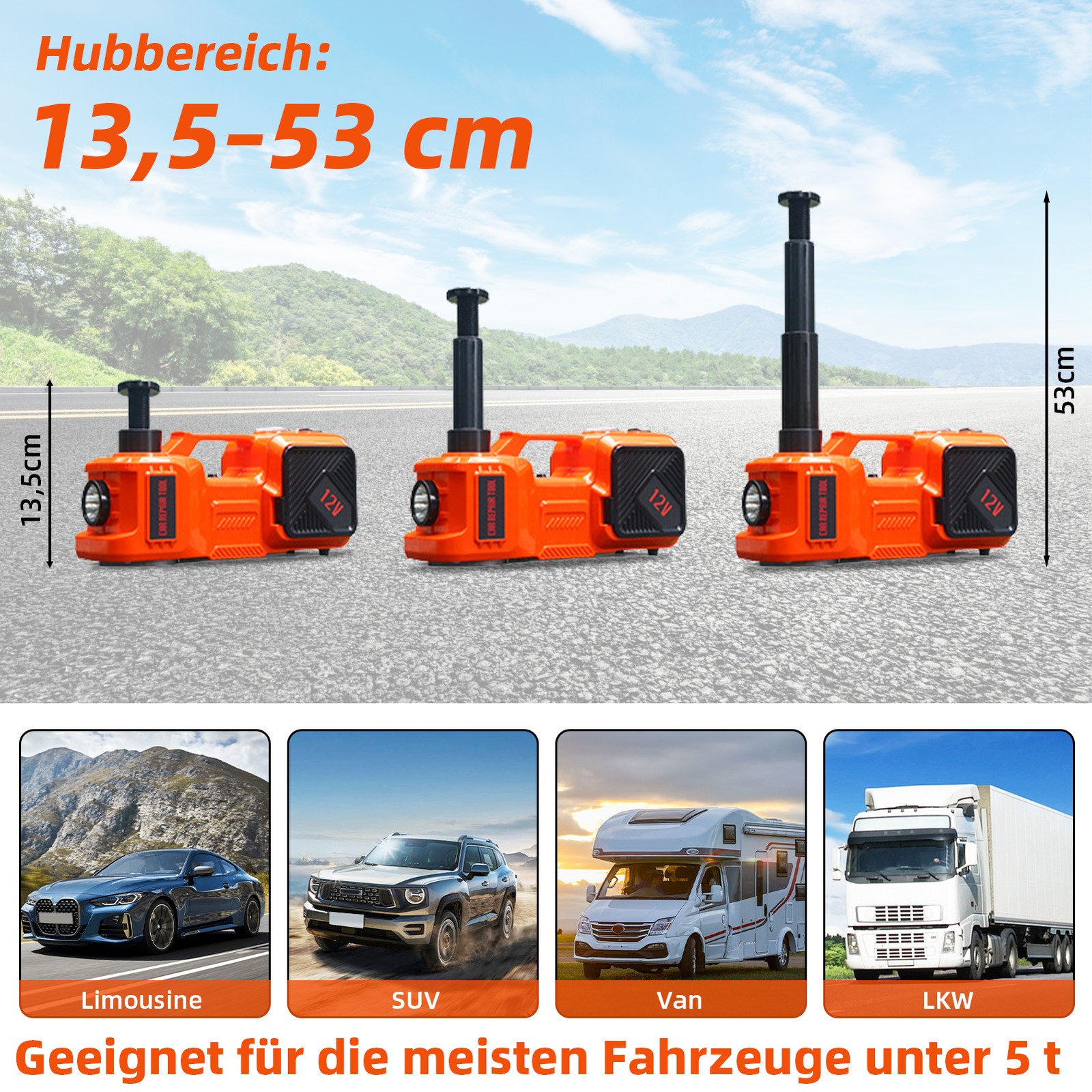 5 Ton 12V Electric Hydraulic Jack Electric Vehicle Jack With Tire Inflator