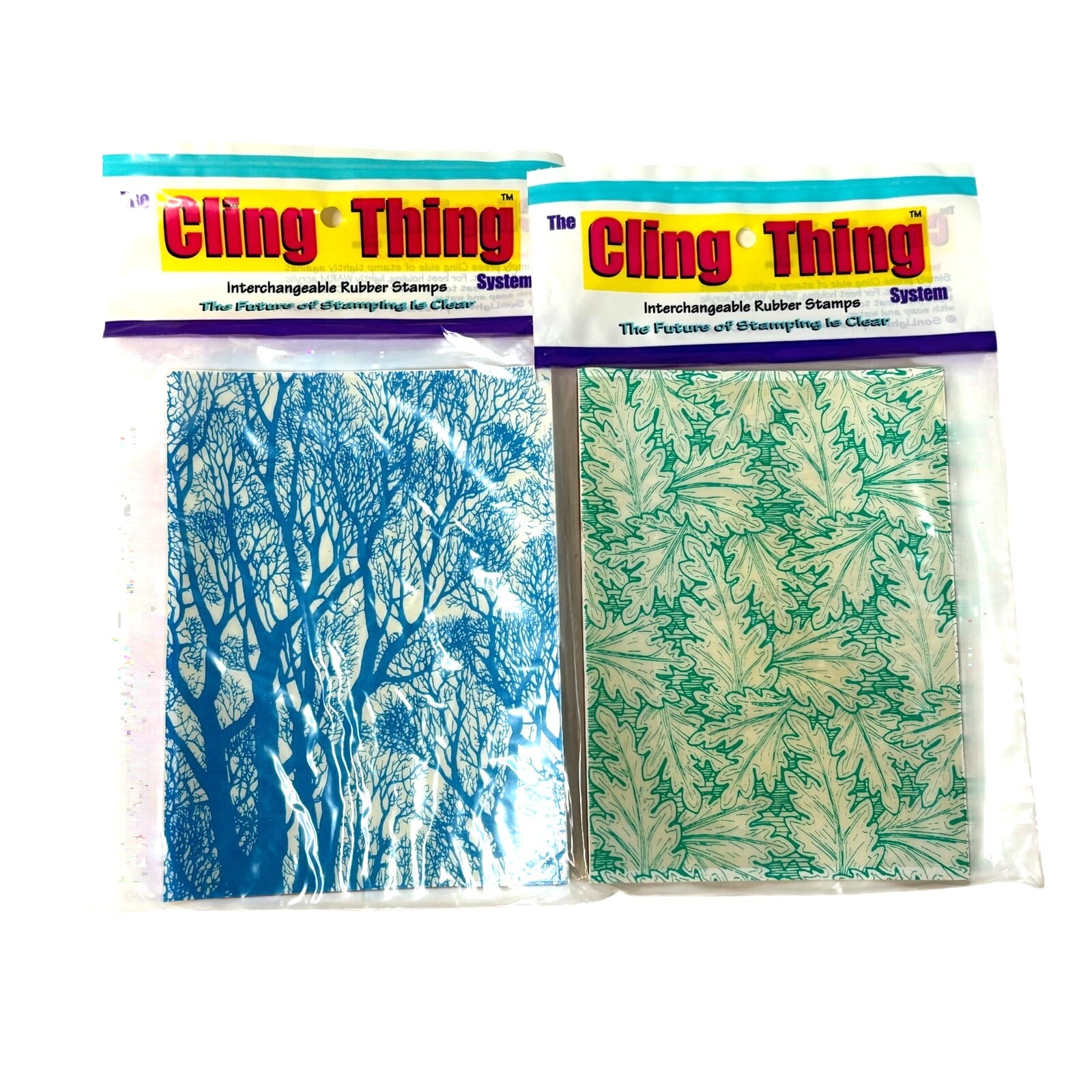Large Cling Mount Stamps Trees Leaves 5.5x4.25" NEW Scrapbooking Stamping Cards