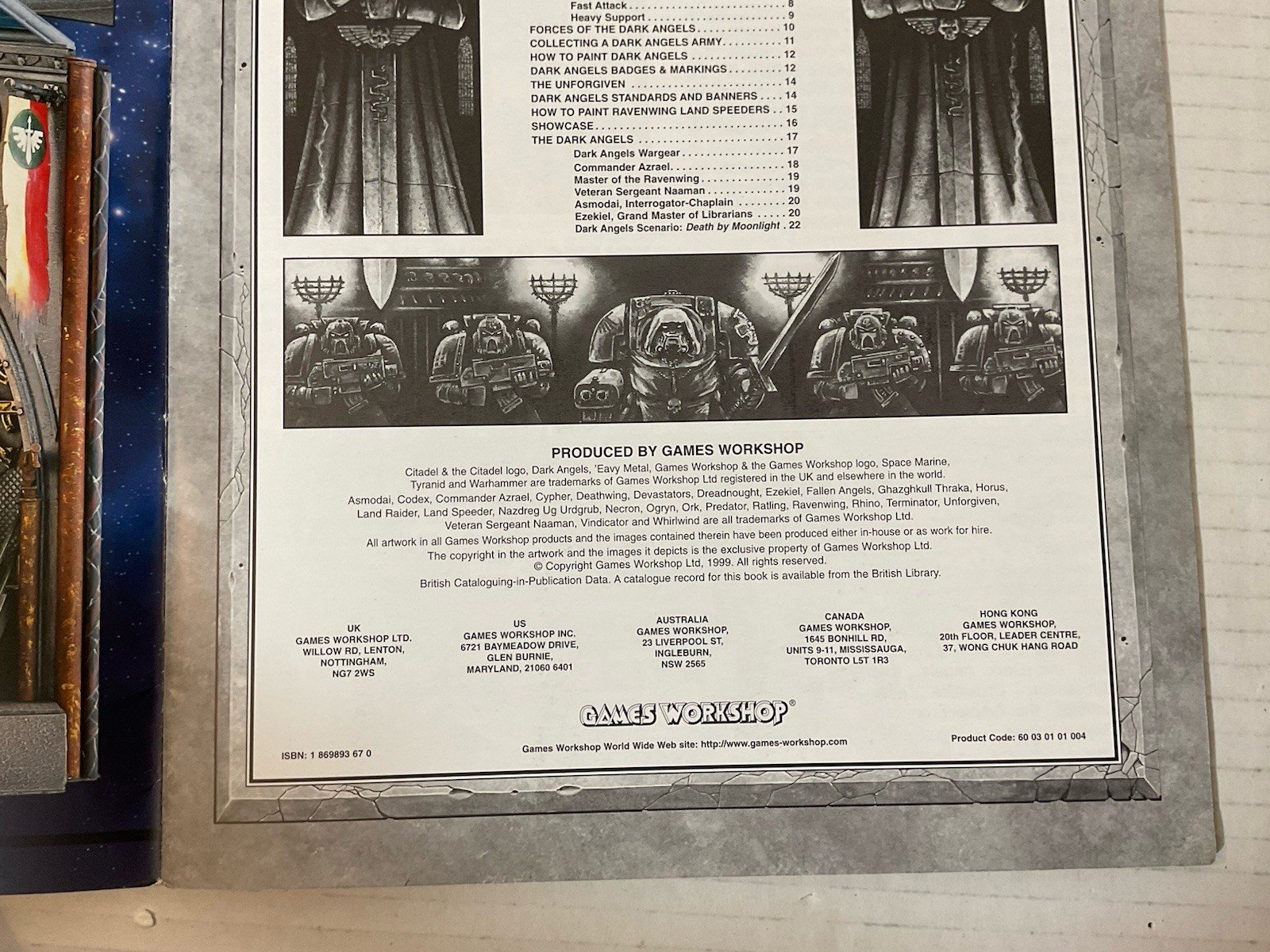 Warhammer 40,000 Dark Angels Codex. 1999 Good Condition