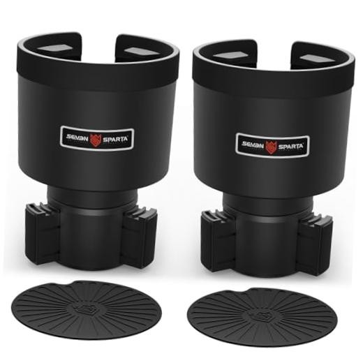 2 Pack Car Cup Holder Expander with Offset Adjustable Base, Medium*2 Black