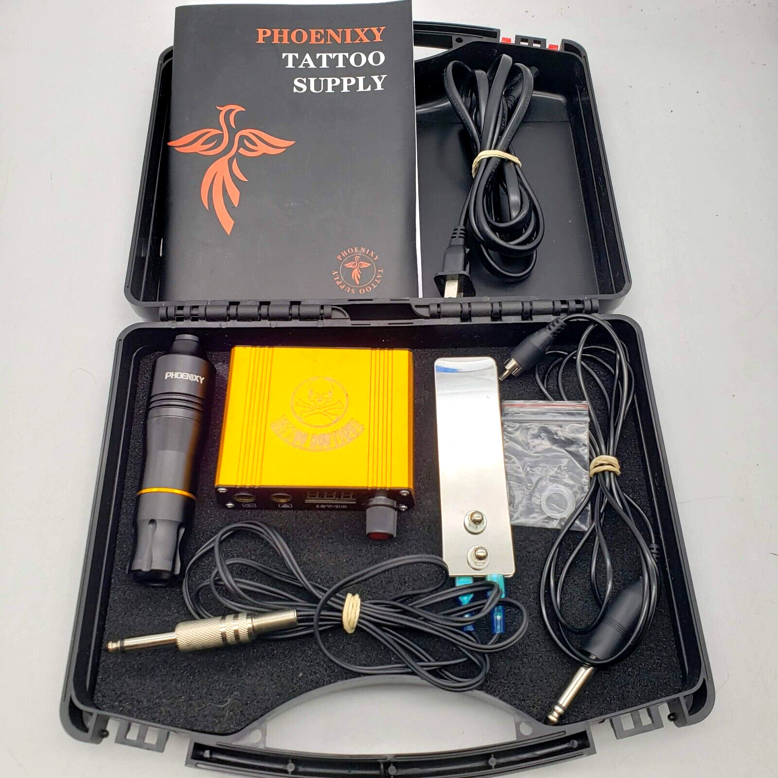Phoenixy Tattoo Machine Pen Platform Footswitch Tattoo Gun Power Supply Kit