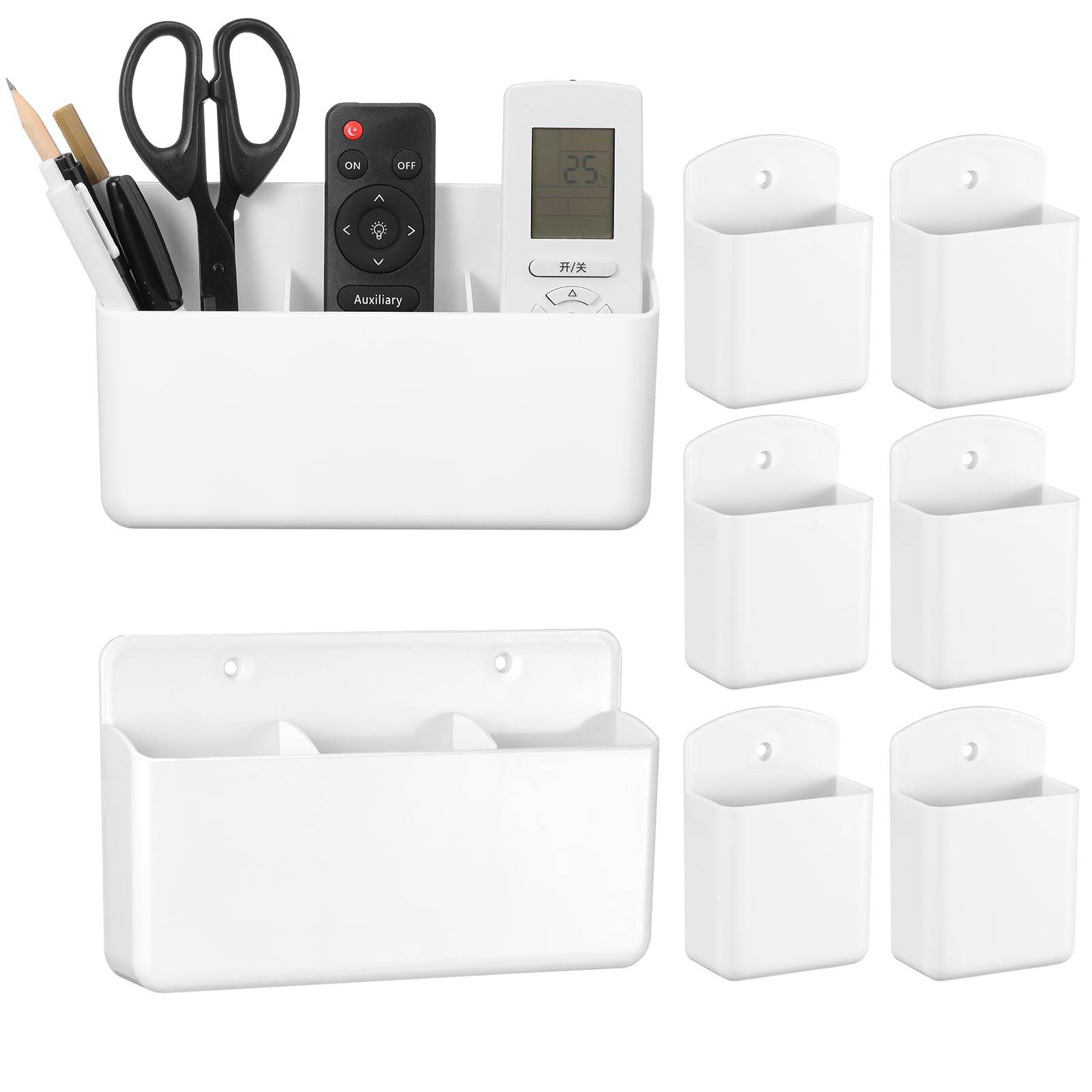 8 PCS Universal Remote Control Holder Wall Mount Stick On Organizer White