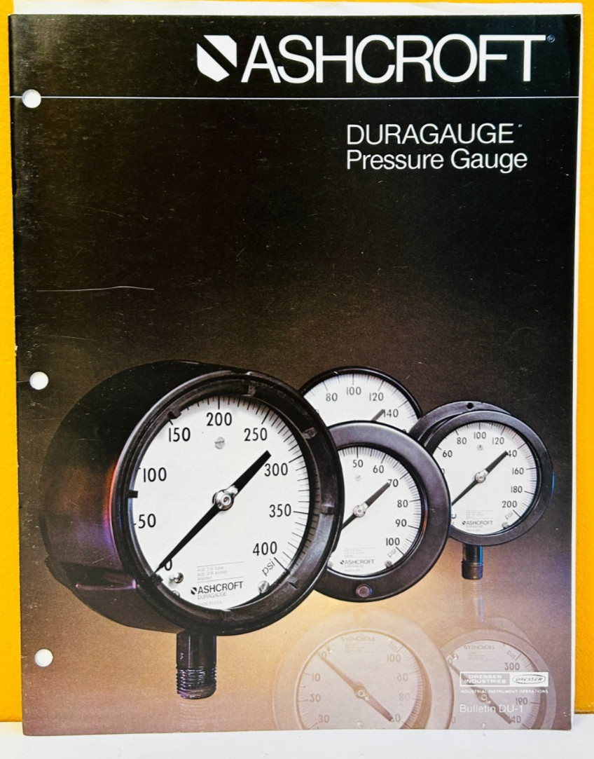 Dresser Industries / Ashcroft Duragauge Pressure Gauge Bulletin DU-1 Catalog.
