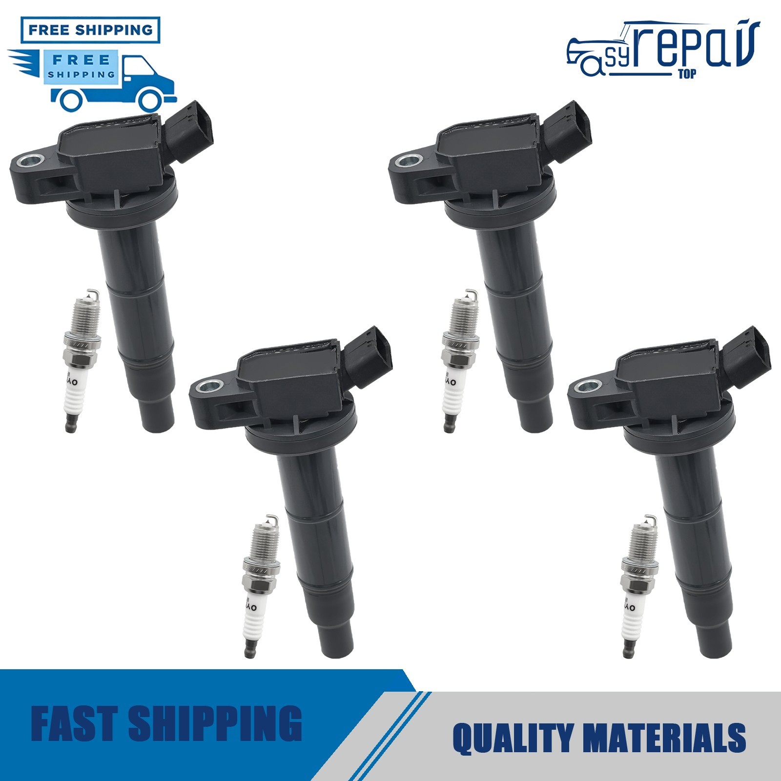 4X Ignition Coil + 4X Spark Plug Bujia for Toyota Camry 2001-2015 UF333