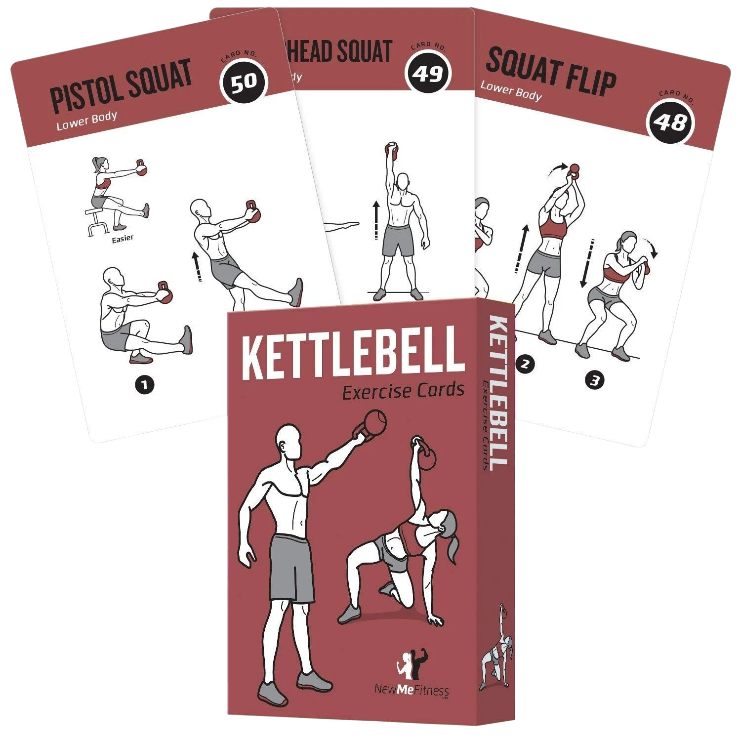 NewMe Fitness Kettlebell Workout Cards - Exercise Card Deck w/ Routines & Goals