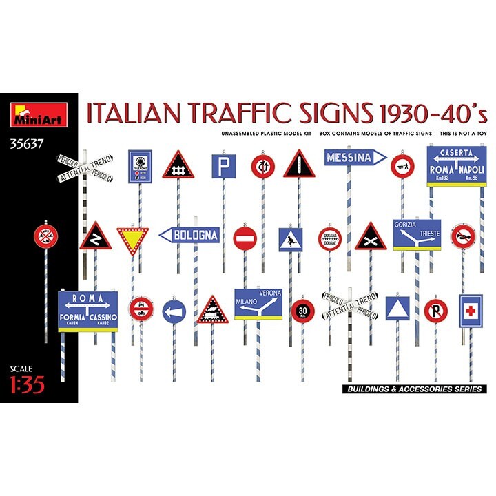 Miniart #35637  1/35 Italian Traffic Signs 1930-40s
