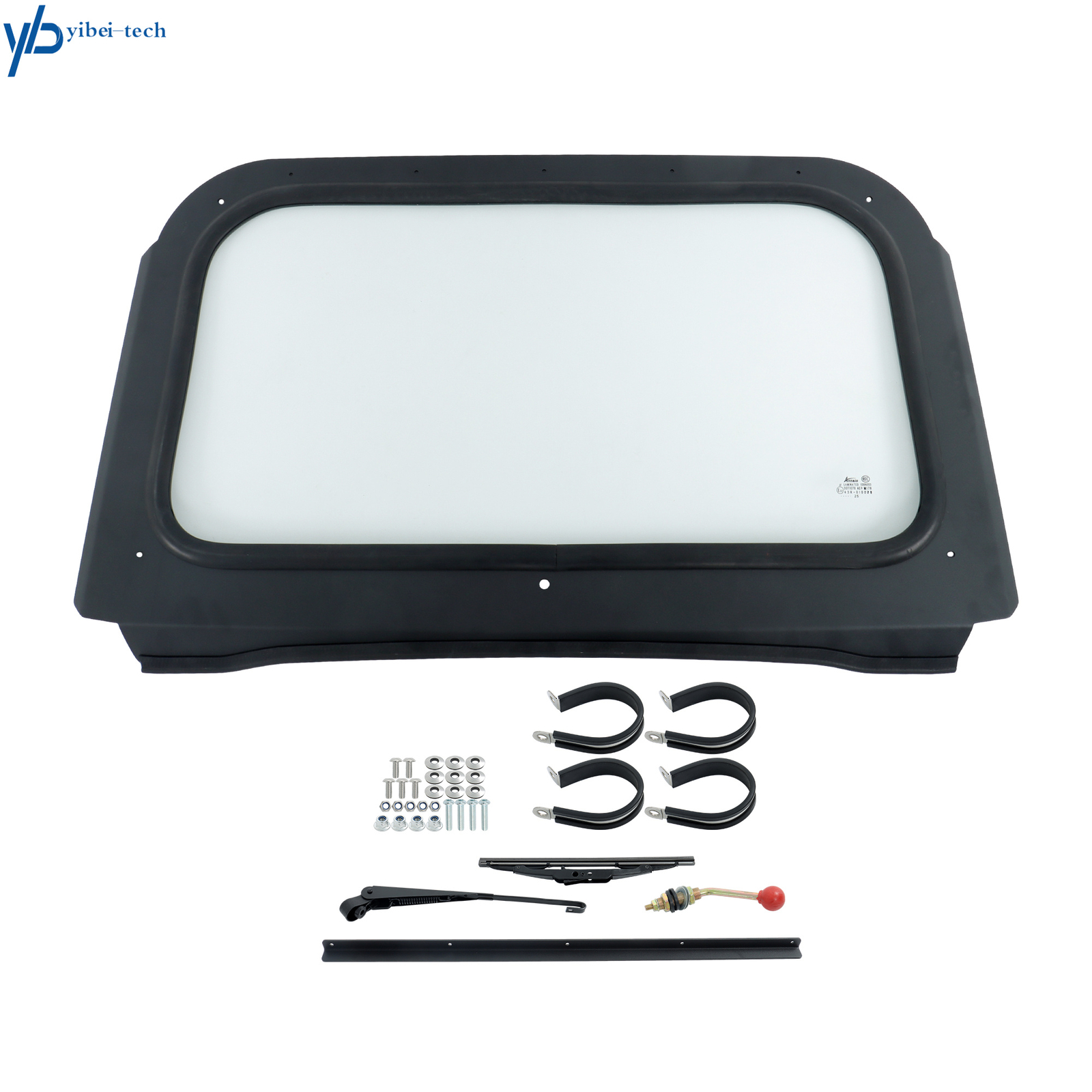 For 2008-2014 Polaris RZR 570, 800, XP 900 Full Glass Windshield w/ Wiper Black