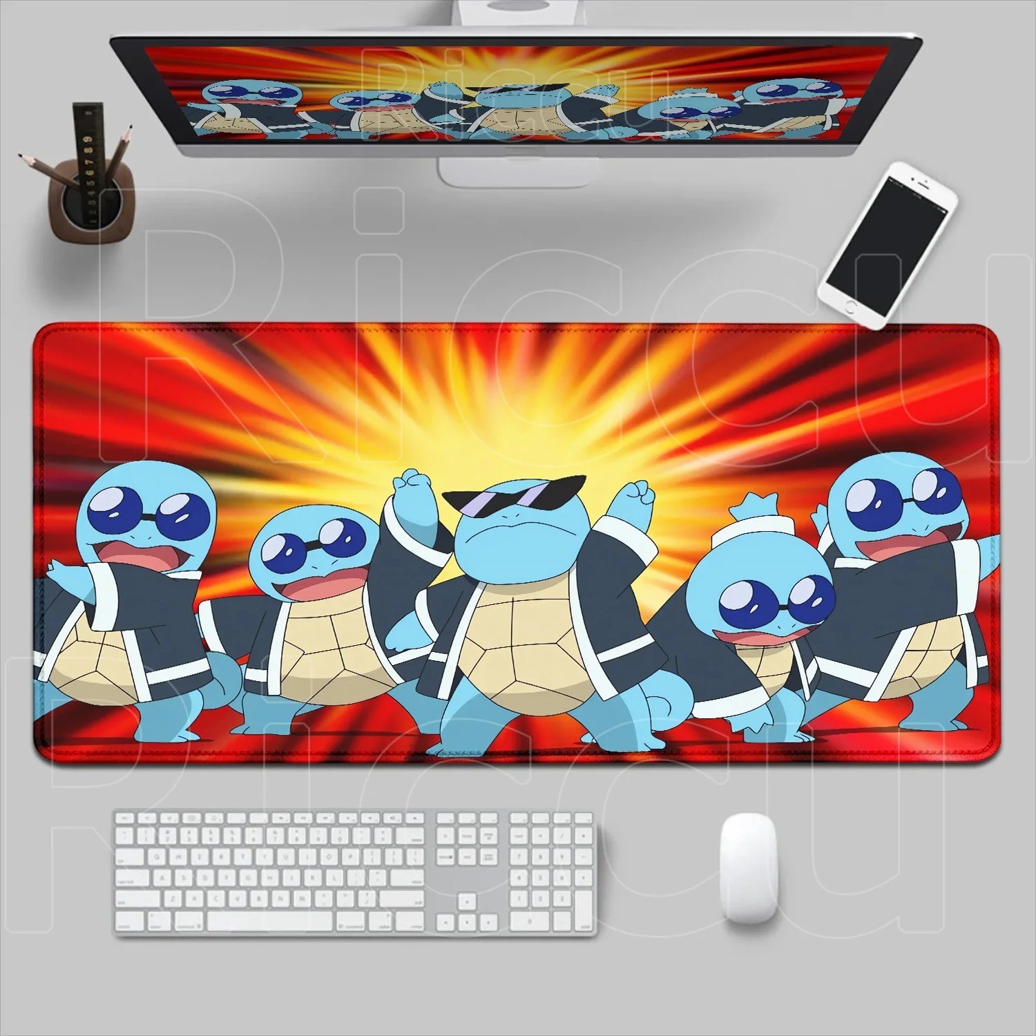 Pokemon Squirtle Keyboard Desk Mat Large Mouse Mat Locked Edge 60cm x 30cm