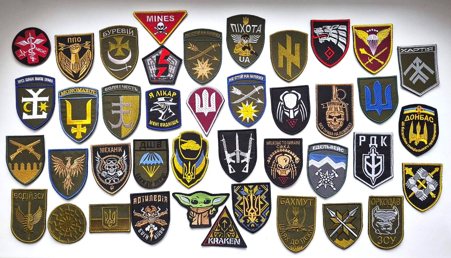 Collection of 41 Ukrainian Brigades chevrons, Ukraine Military Morale patches