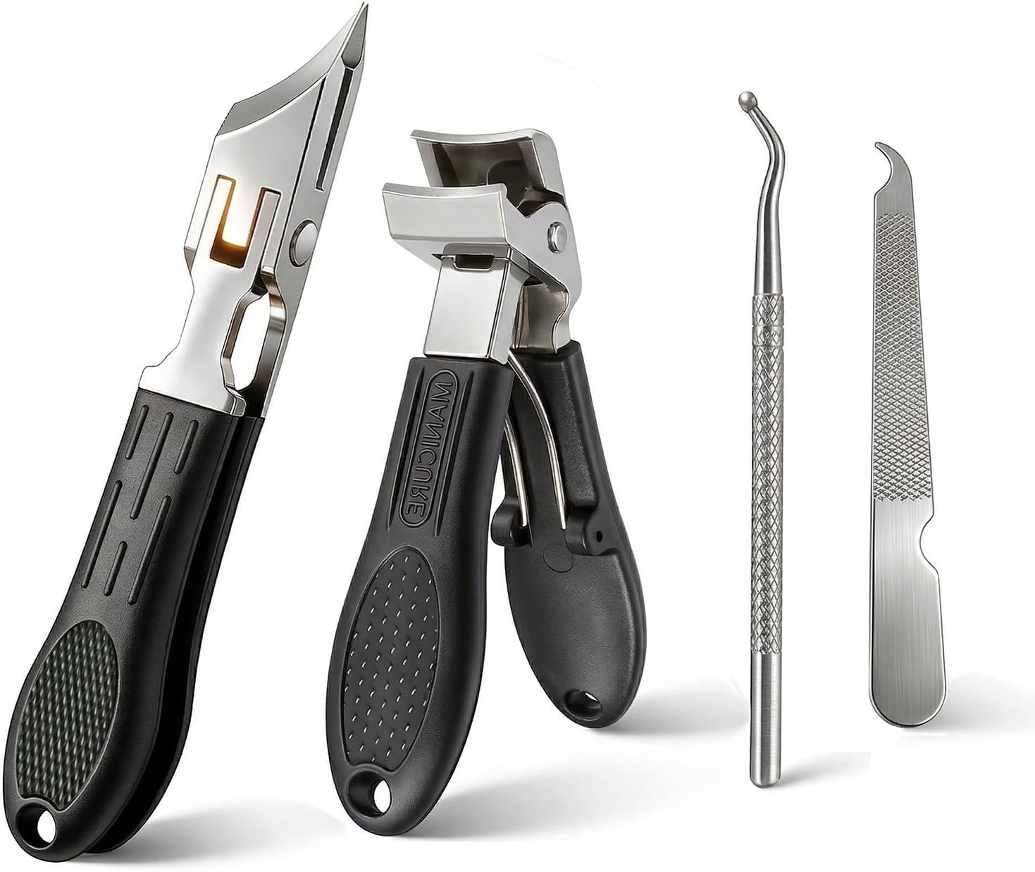 Toenail Clippers Seniors Thick Ingrown Eagle Beak Angled Stainless Steel Set