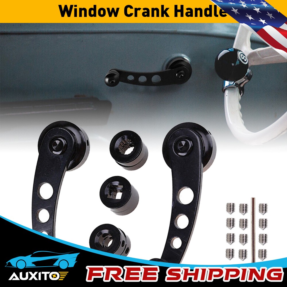 Pair Black Window Aluminum Billet Crank Most Handle Fit Parts Vehicles Universal