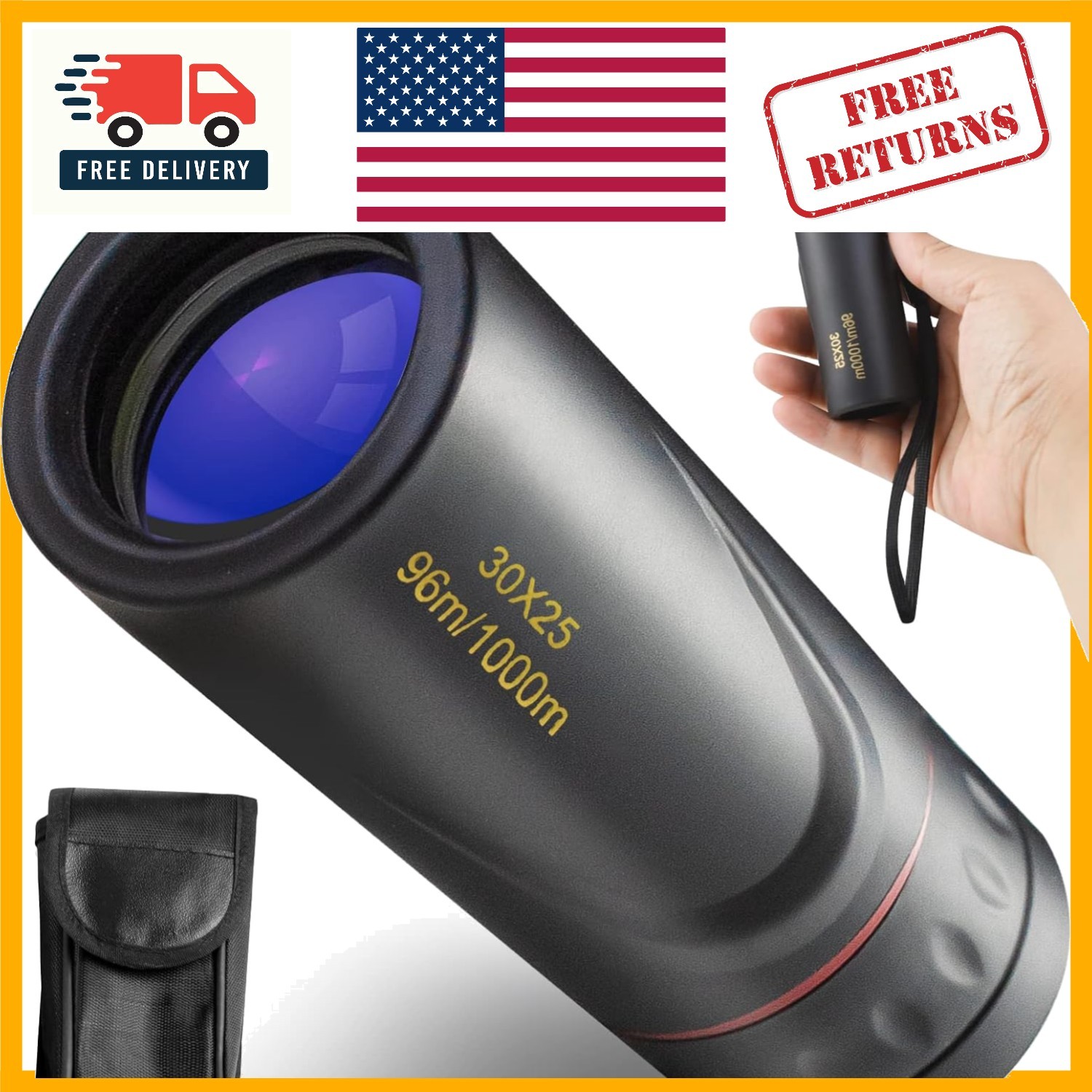 Compact 30x25 HD Mini Monocular Telescope for Stargazing & Hunting - Waterproof