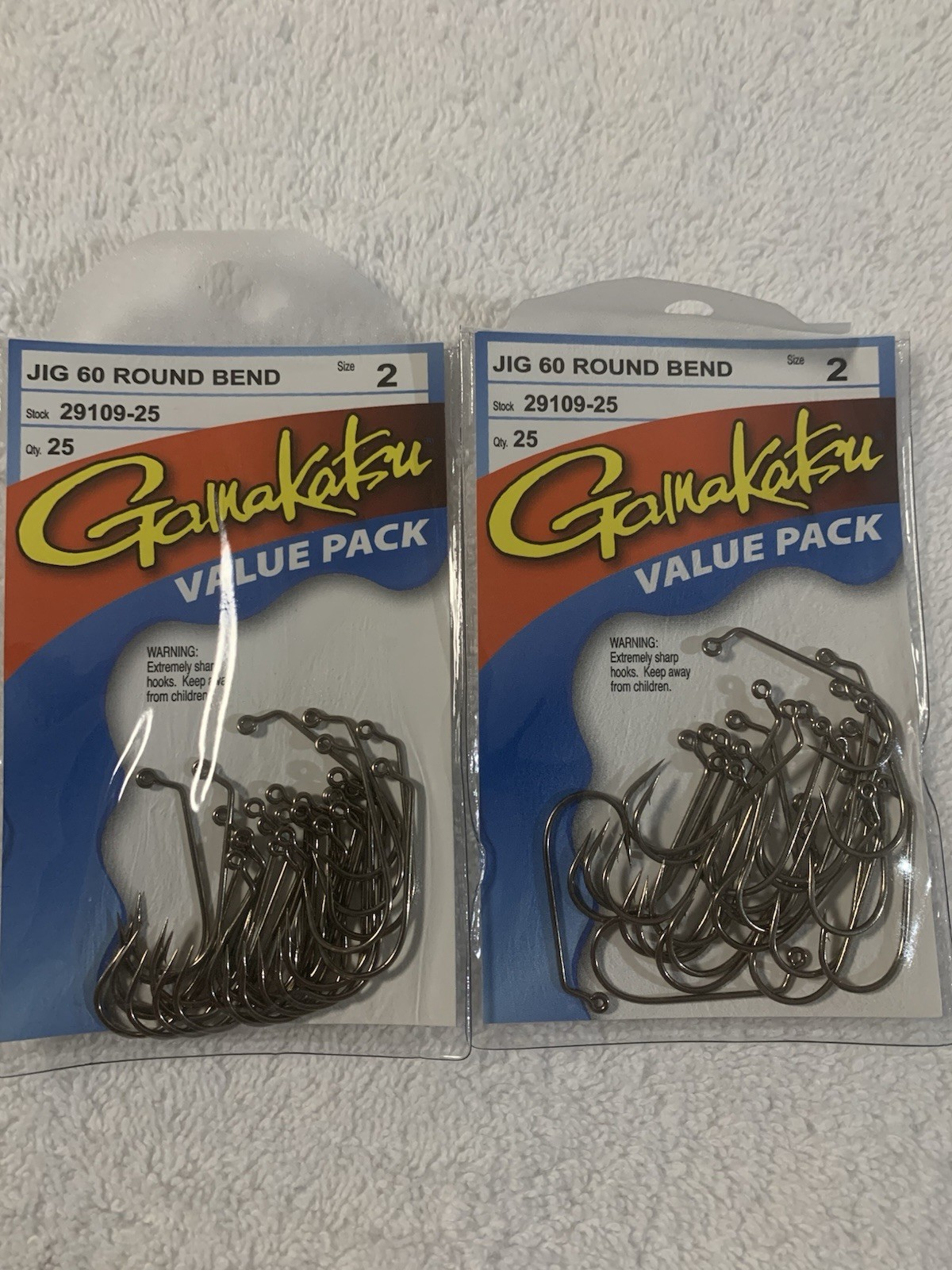 (LOT OF 2) GAMAKATSU 60 DEGREE ROUND BEND JIG 2.  50 HOOKS TOTAL