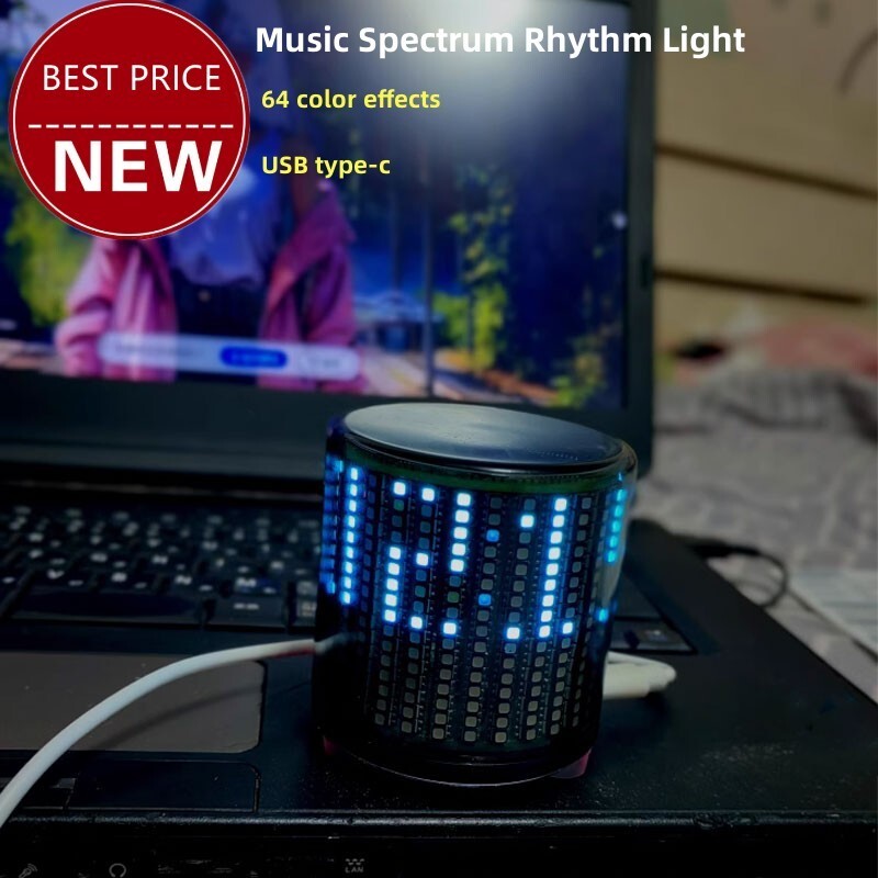 Car Cylindrical Music Spectrum Rhythm Light 64-color with Adjustable Sensitivity
