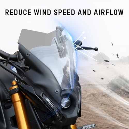 Windshield for Yamaha MT09 FZ09, Light Gray Wind Shield Front Windscreen Air