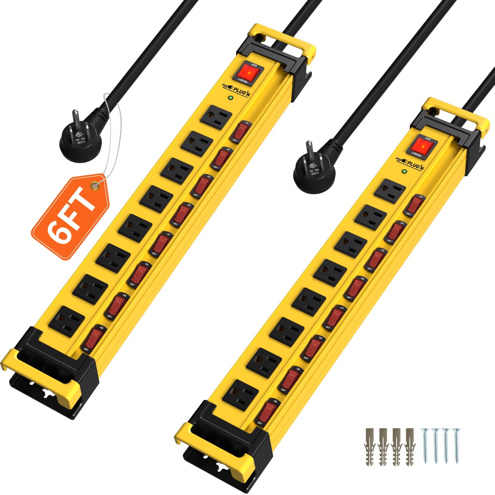 2 Packs 8 Outlet 2700J Surge Protector Power Strip with Individual Switches,H...