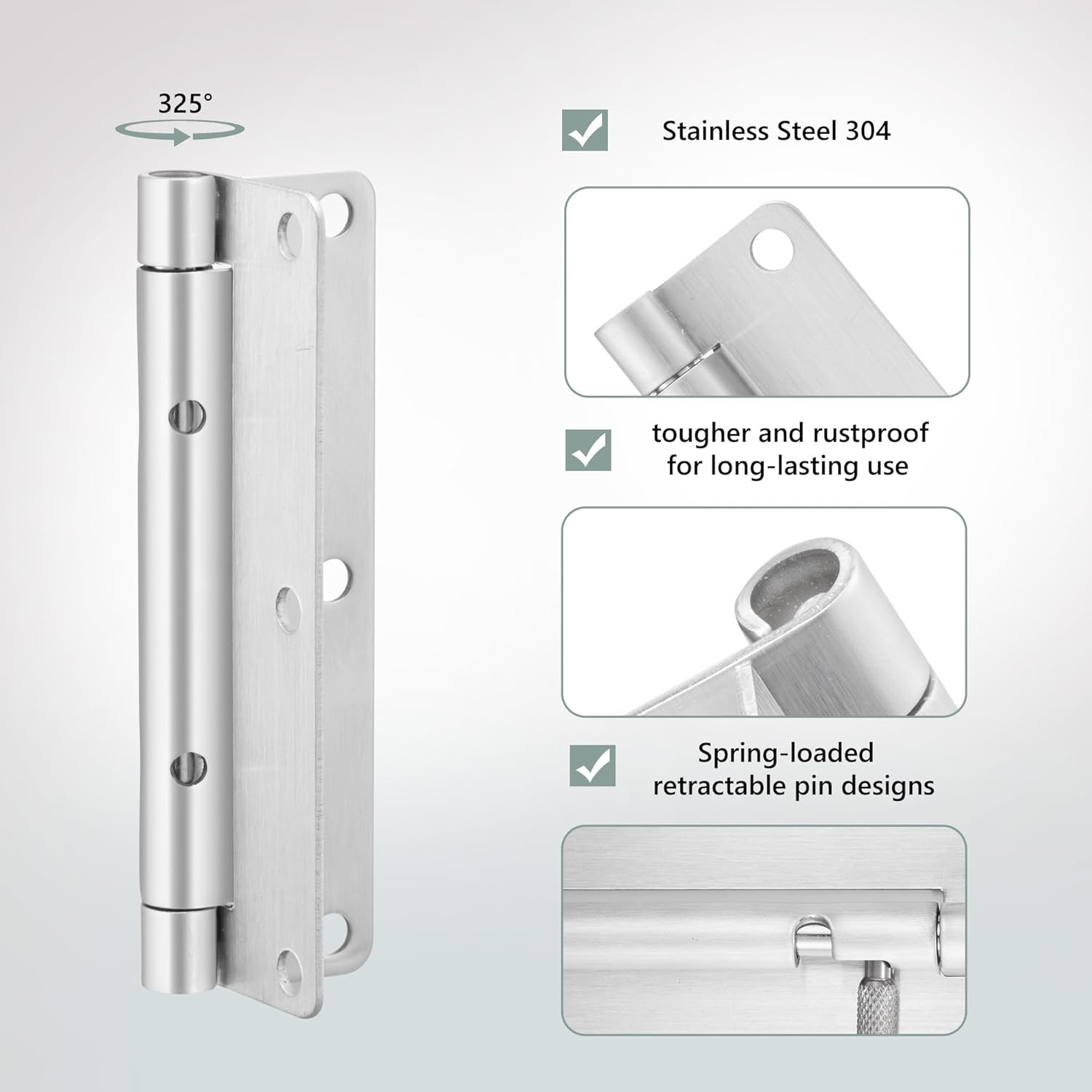 4 Inch Quick Release Hinge, Stainless Steel 304, Detachable, Spring Release Hing