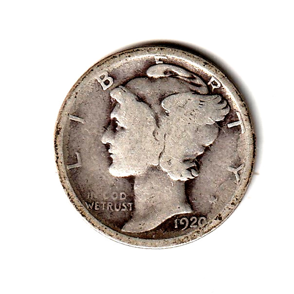 1920 Mercury Dime good