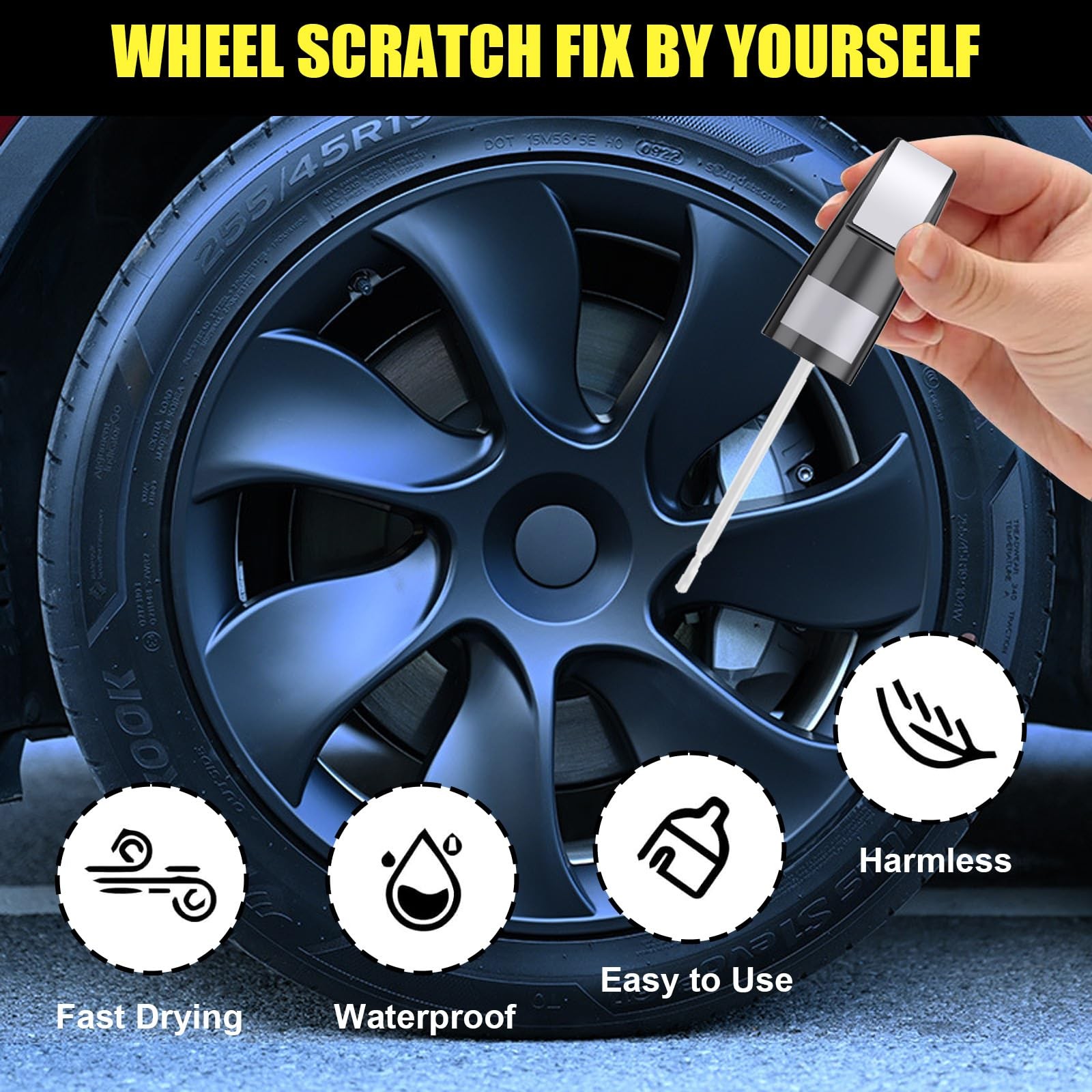 Rim Touch Up Paint(Sonic Silver(NEU-107E/WPB-8838-3)) for Tesla Model Y/3/S/X...