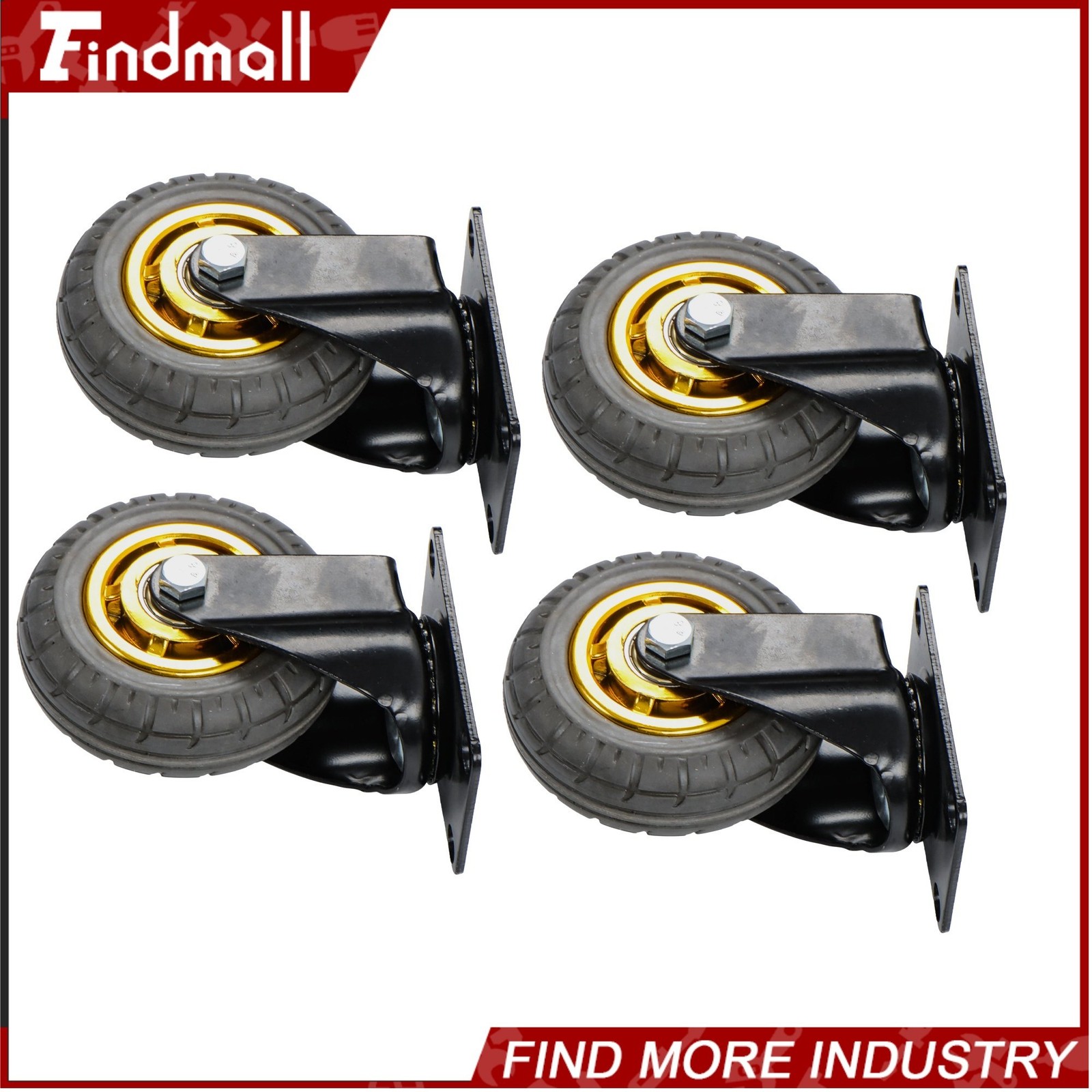 Findmall 4 Pack Universal Casters Rubber Non-Marking 4" Swivel Casters Wheels