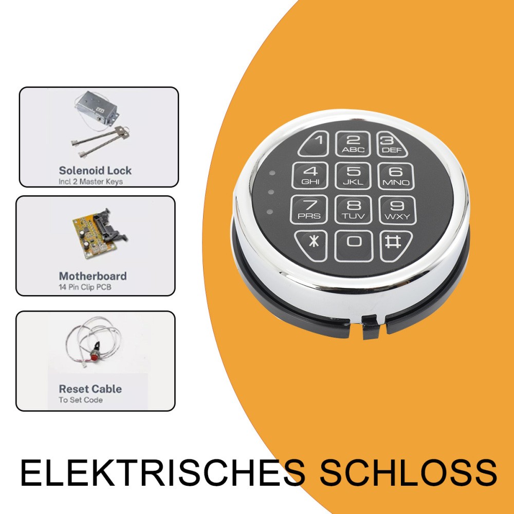Gun Safe Lock Replacement Chrome Keypad Safe Electronic Lock Solenoid 2 Key