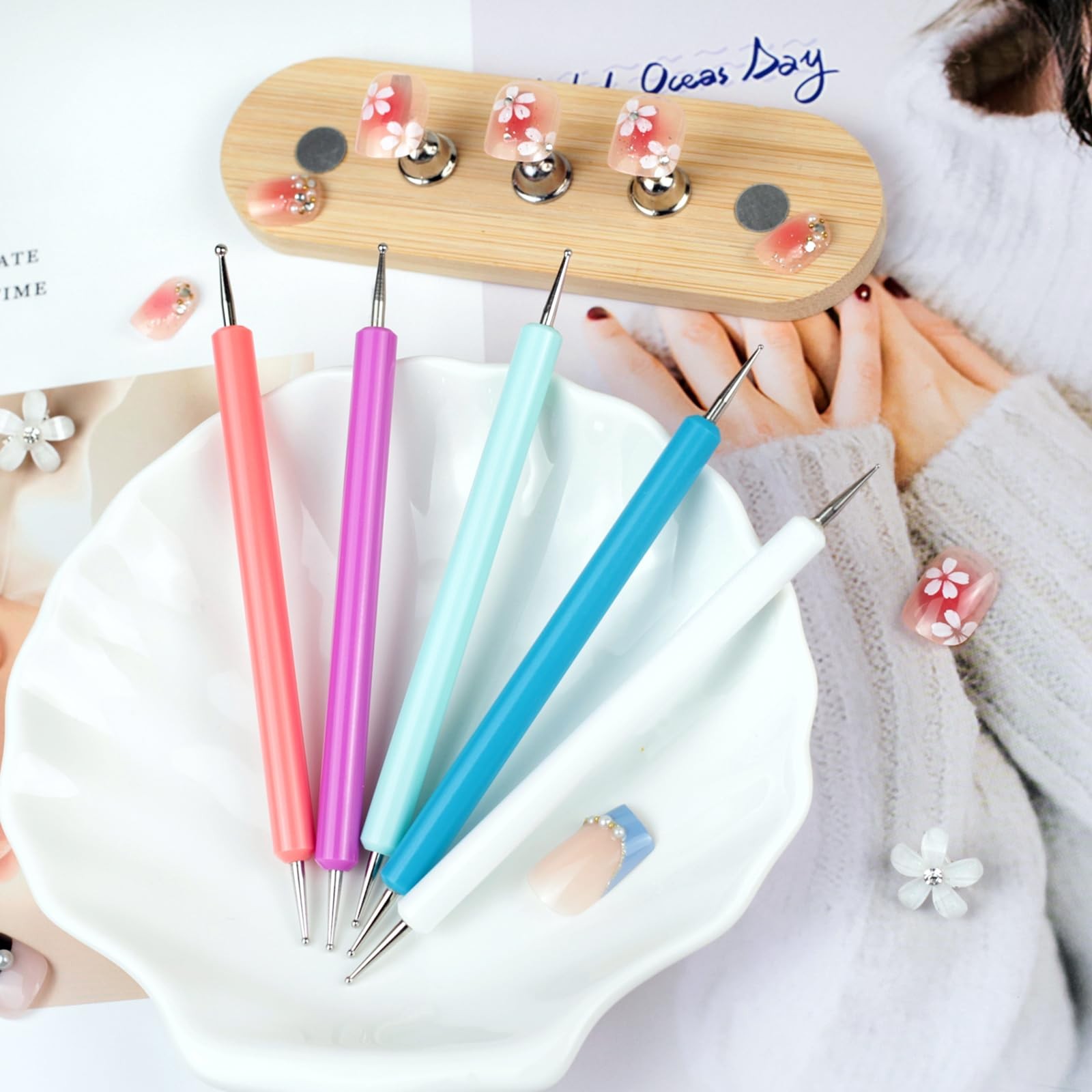 5-Piece Pattern Tracing & Embossing Stylus Set – Dual-Ended Ball Multicolored