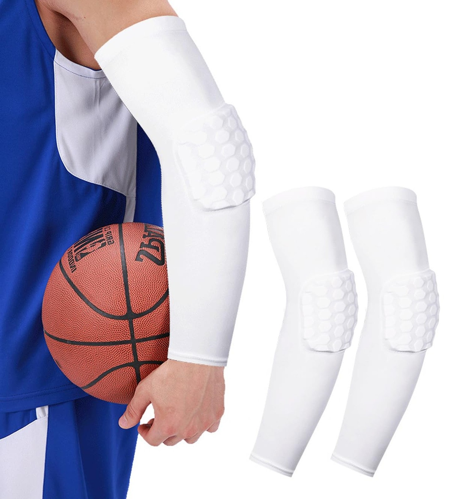 Honeycomb Anti Collision Padded Arm Sleeves - 2 Pack for Basketball, Football...