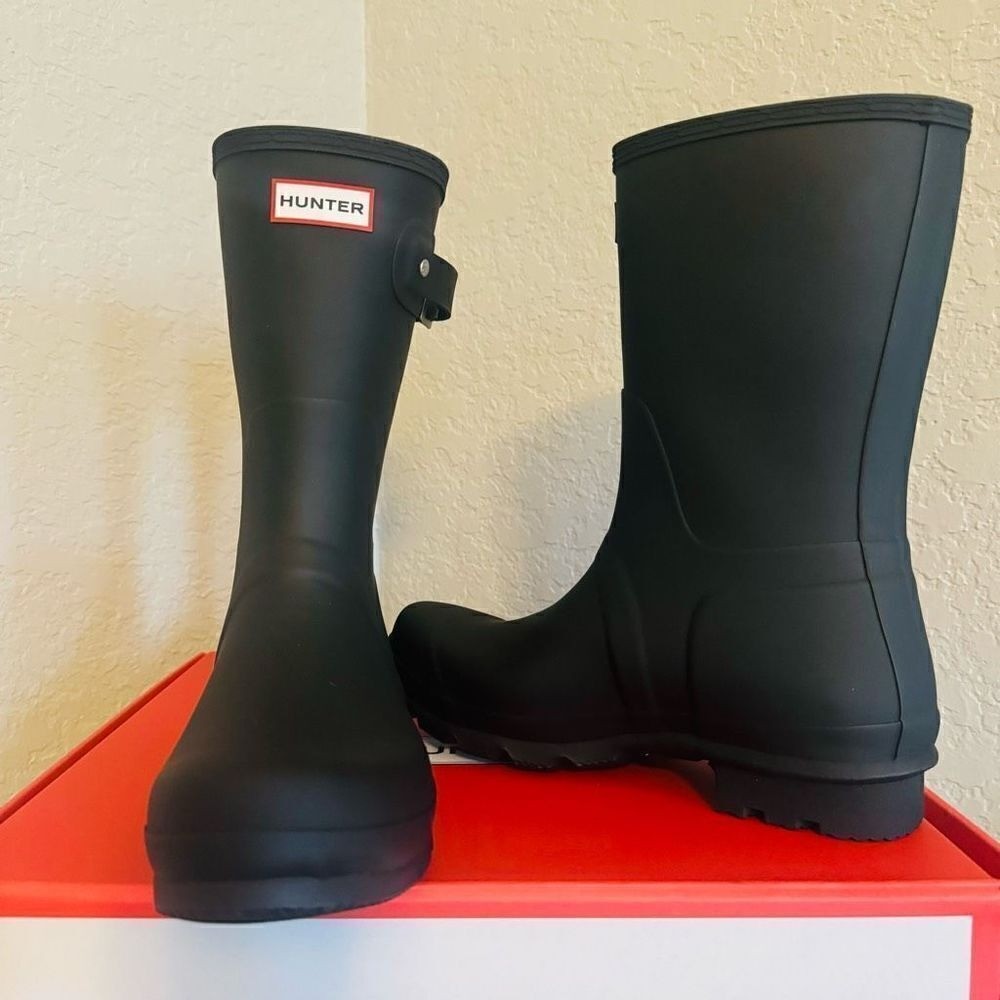 HUNTER Men's Original Short Waterproof Rain Boot, Rubber Black, Size 12, NWT