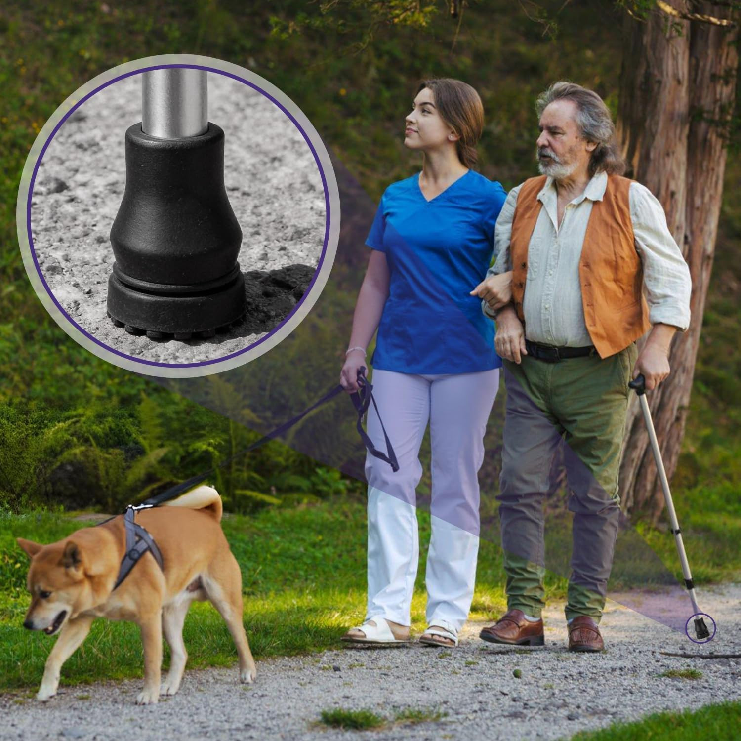 Rubber Cane Tips, (3/4", 4-Pack) Heavy Duty Walking Cane Tips, Anti-Slip Replace