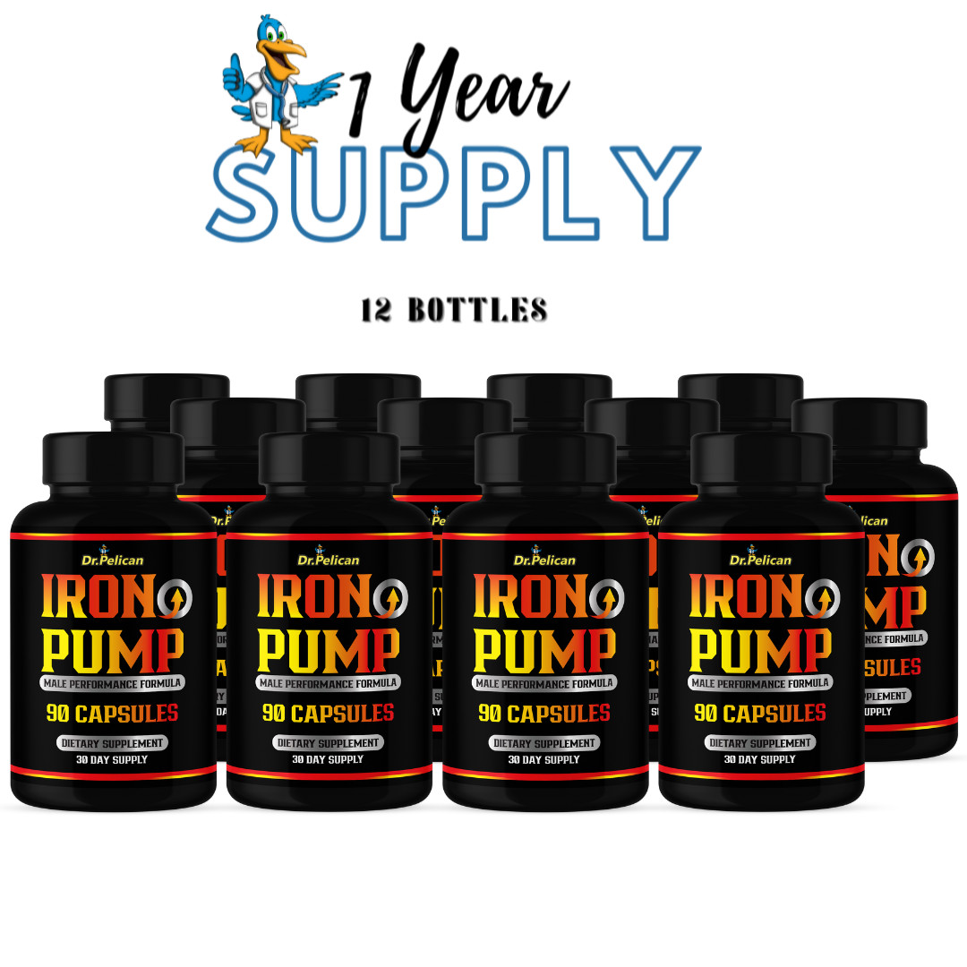 Iron Pump- Bodybuilding & Men's Health Support- 12 Bottles- 1080 Capsules