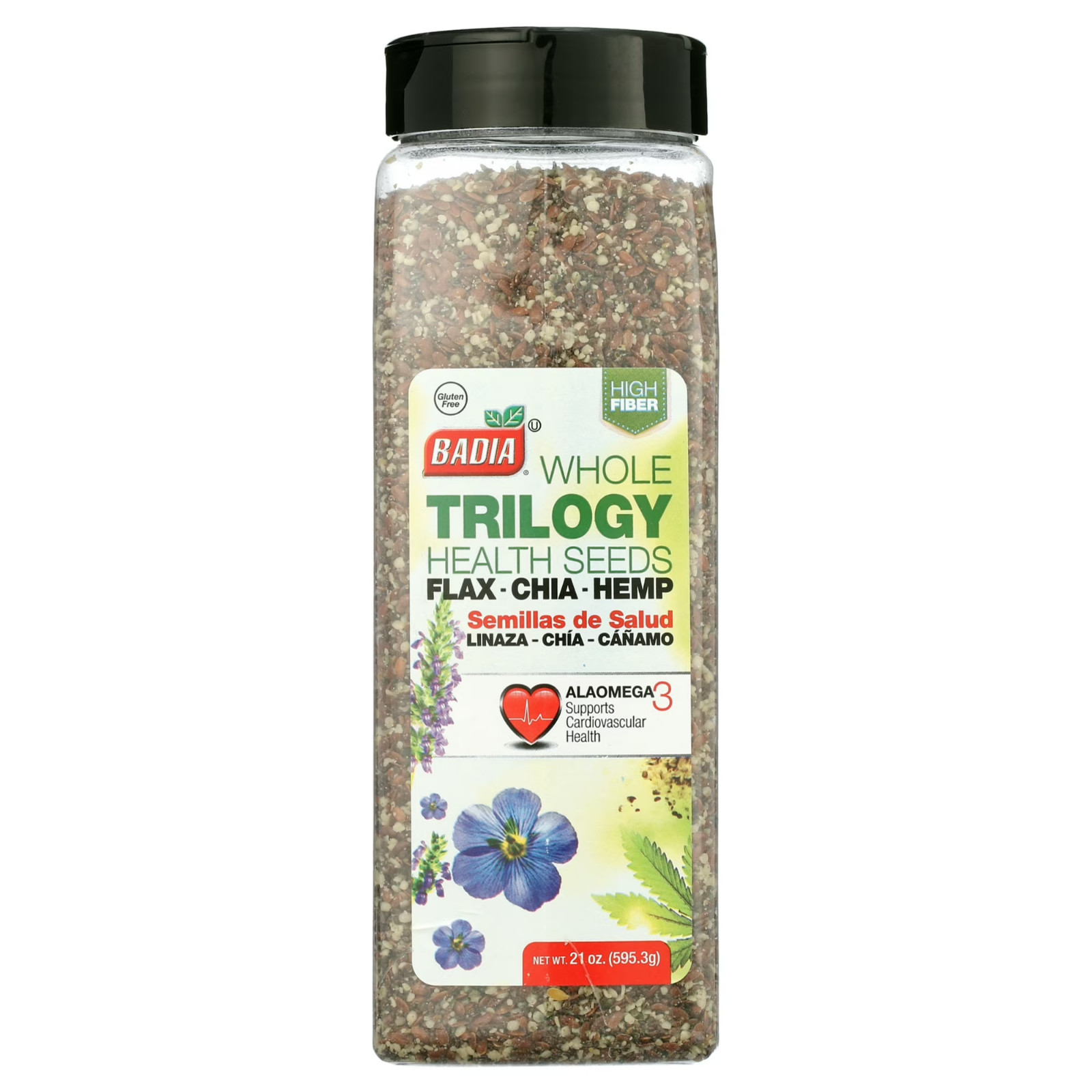Badia Trilogy Health seed Flax chia Hemp seeds blend  21 oz...