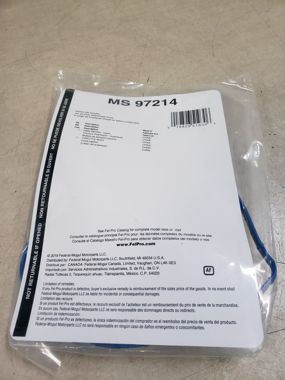 Fel-Pro Plenum Gasket MS 97214