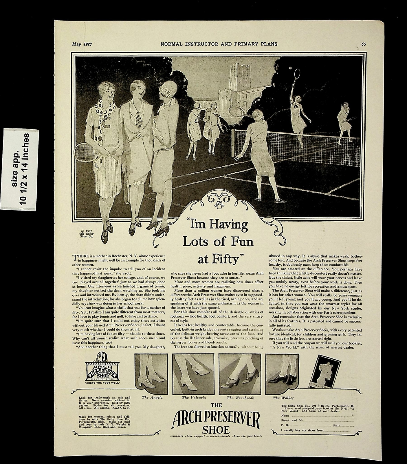 1927 Arch Preserver Shoe Women Tennis Vintage Print Ad 18358