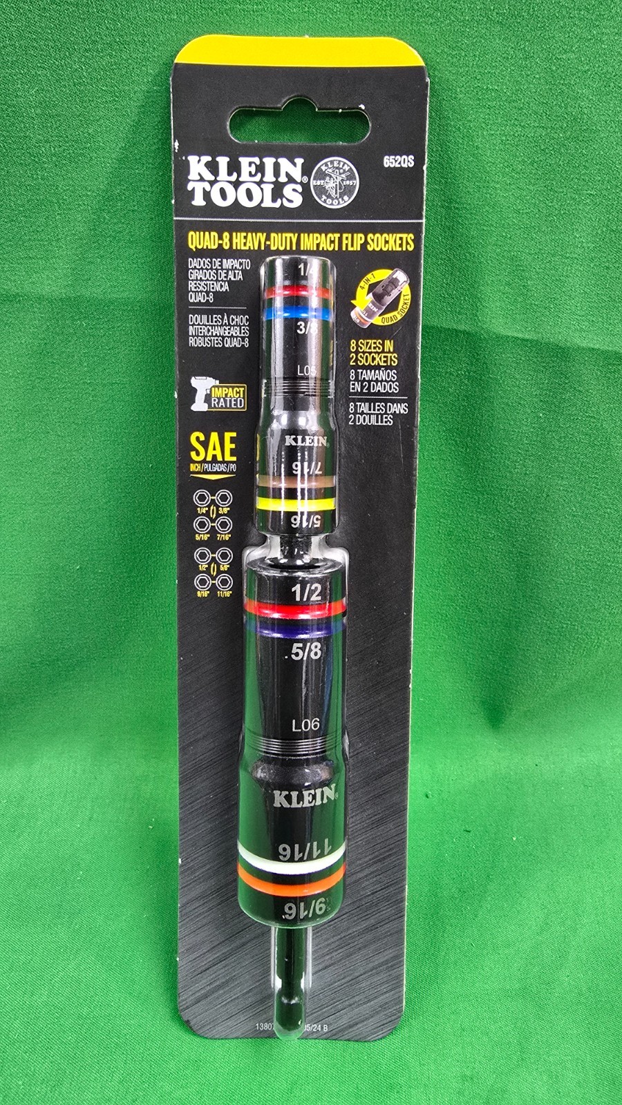 Klein Tools 652QS Quad-8 Deep-Well Heavy-Duty Impact Flip Sockets NEW (A4)