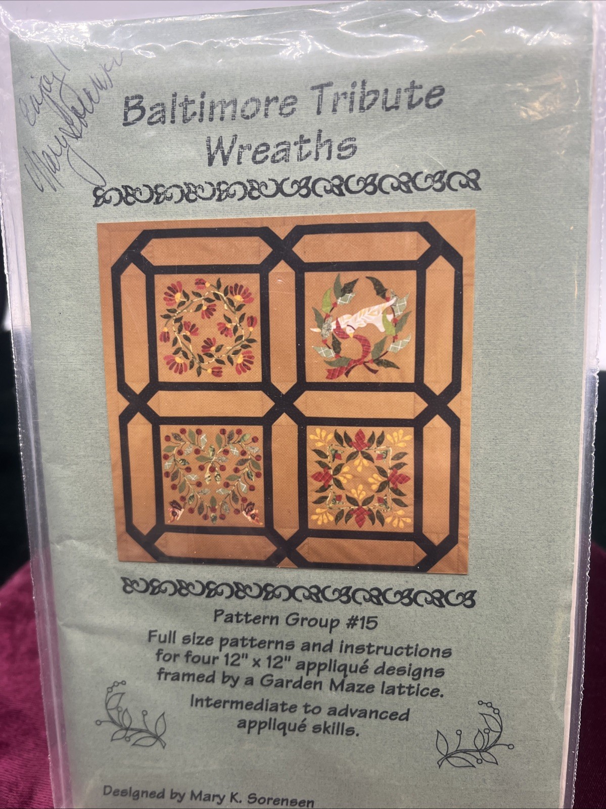 Baltimore Tribute Wreaths Quilt Pattern Garden Flowers Group 15 Mary Sorensen