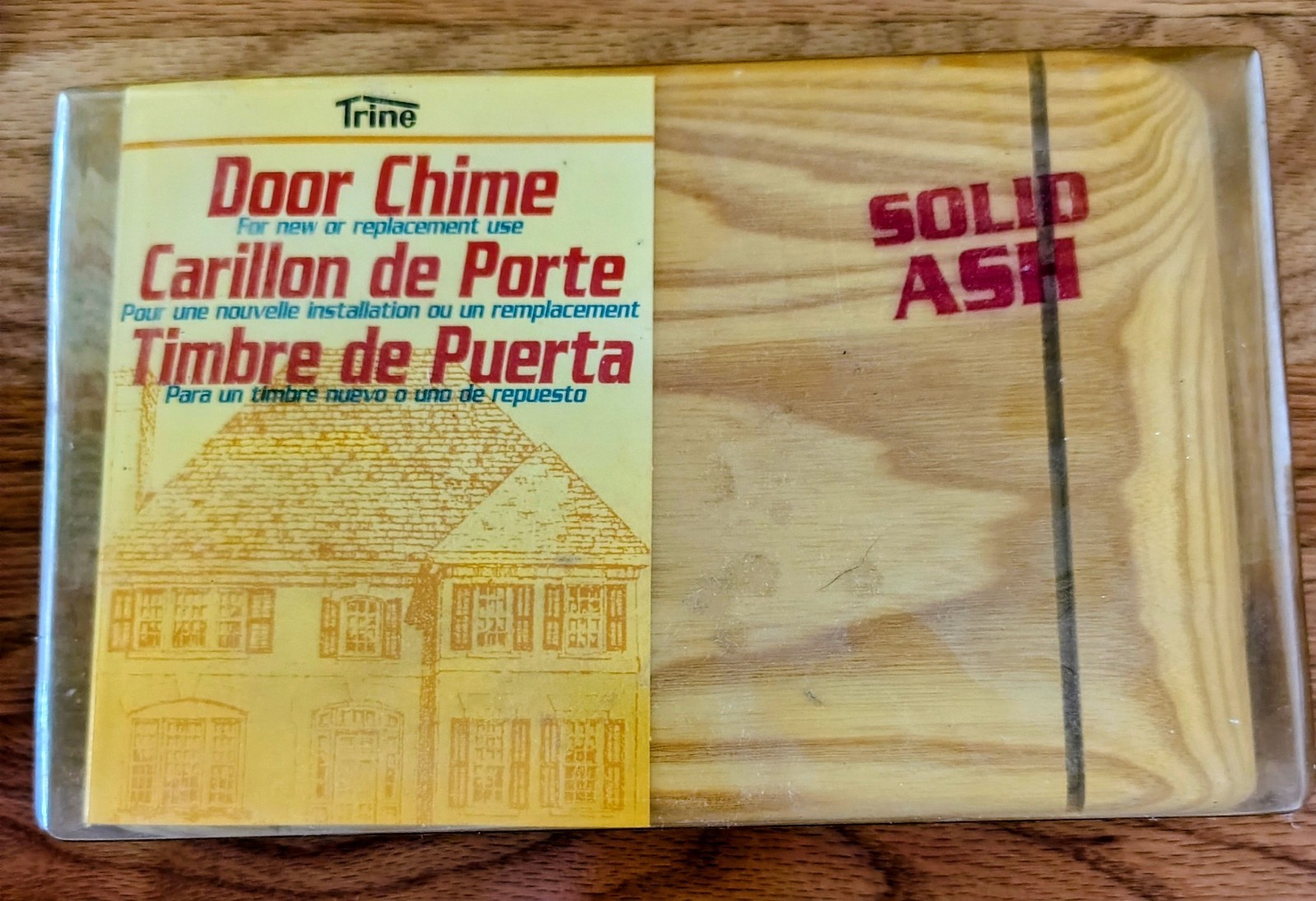 Vintage Trine SOLID ASH DOOR CHIME Replacement 2-Tone Front; 1-Tone Rear SEALED!