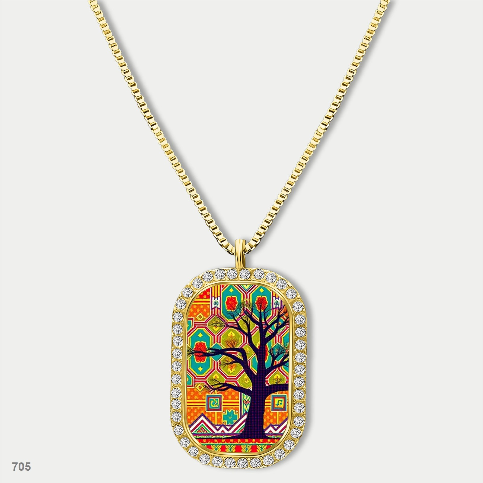 Gorgeous Colorful Tree of Life Pendant Necklace Chain Image Dog Tag Chain Gift D