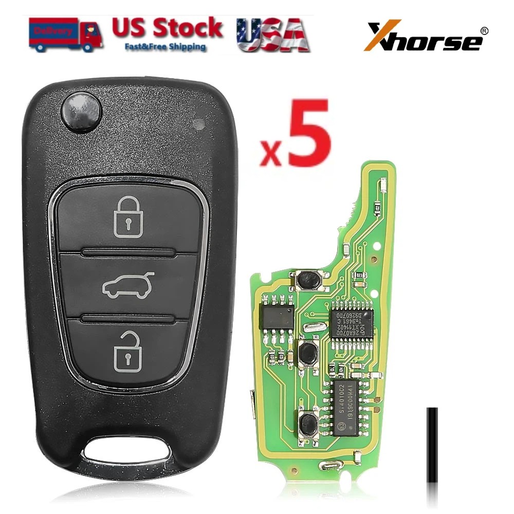 5x Xhorse XNHY02EN Wireless Remote Key Fit For Hyundai Flip 3 Buttons US