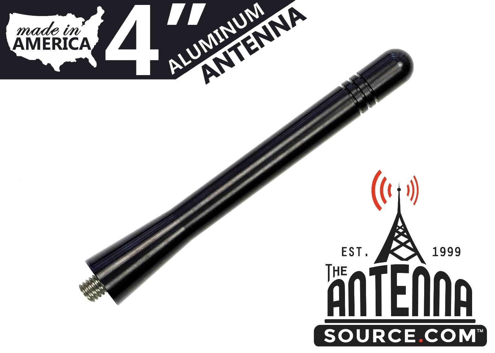 **SHORT**  4" BLACK ALUMINUM ANTENNA MAST - FITS: 2000-2002 Audi S4 Avant