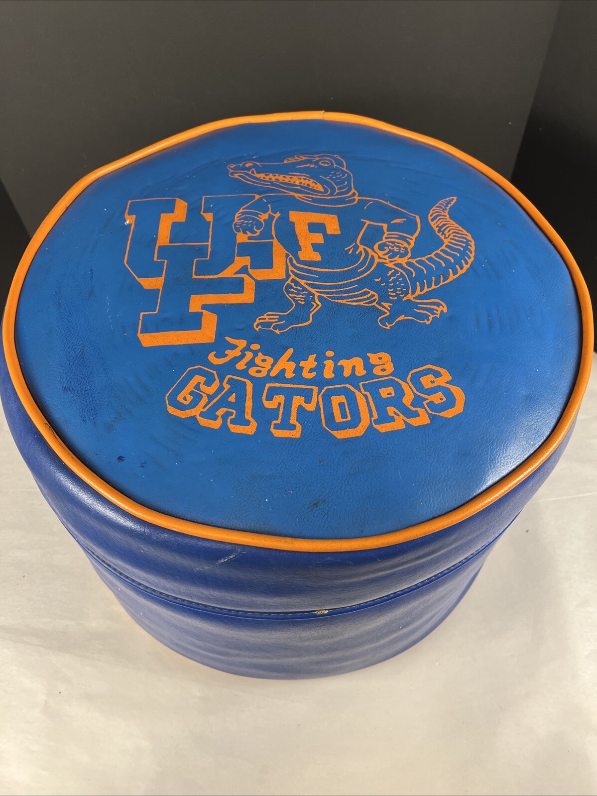 VTG 70s 80s Vinyl Florida Gators Ottoman Hassock Straw Filled Old Logo Rare!