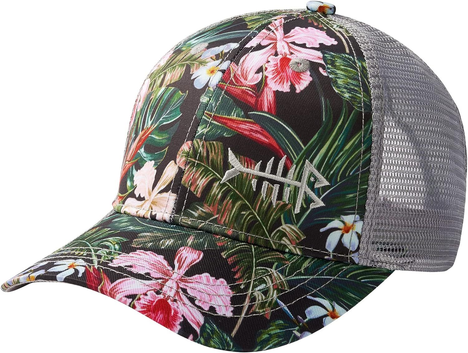 BASSDASH Altimate Fishing Hat Mesh Back for One Size, Black/Tropical Flower