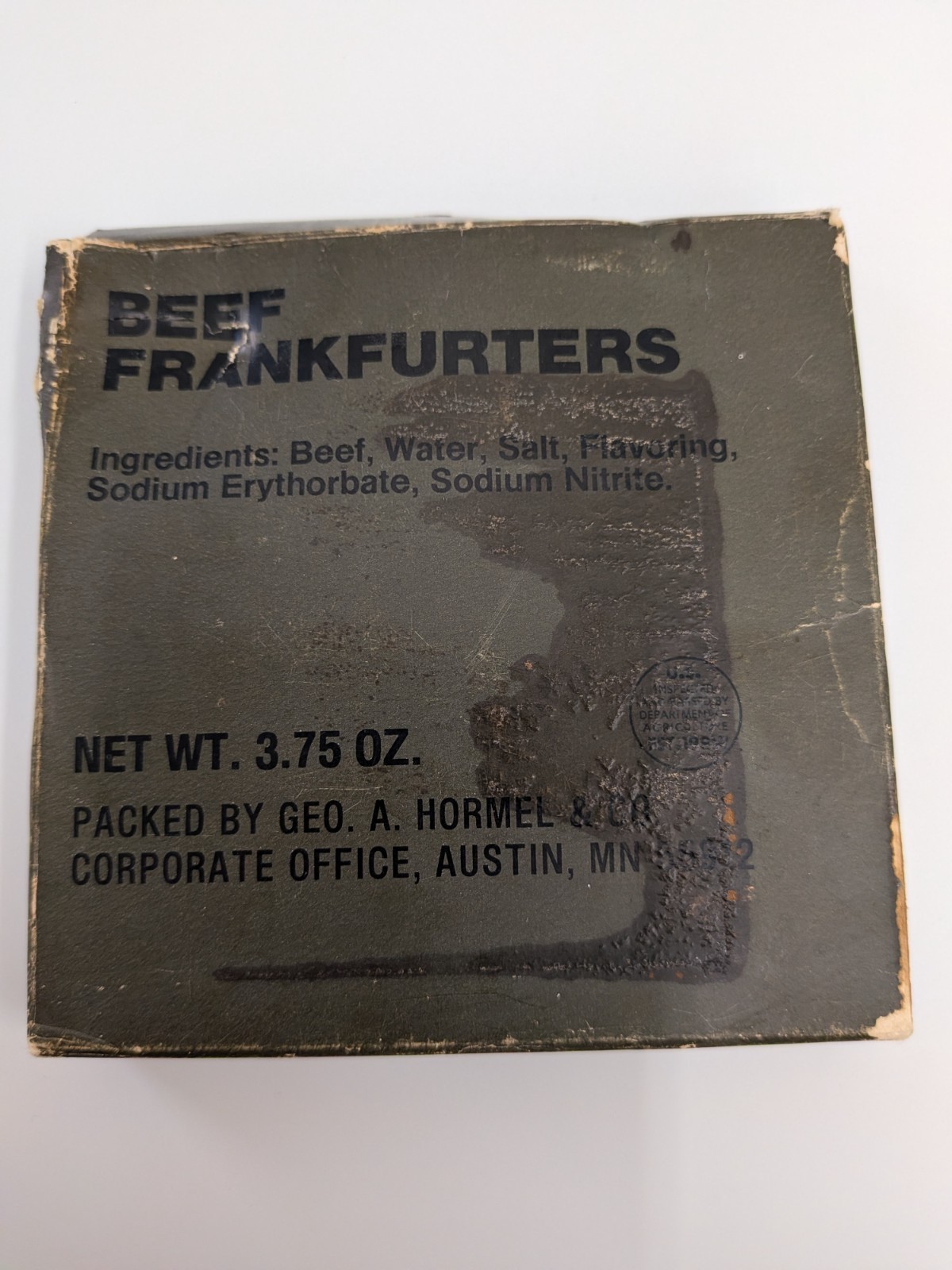 Vintage USA 1980s/90s MRE Beef Frankfurters - Collectible Not For Consumption