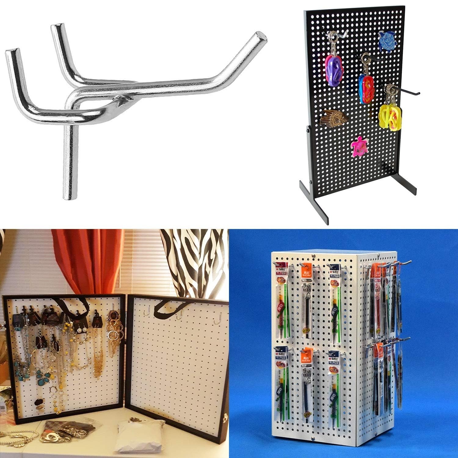 JMIATRY 100PCS Metal Pegboard Hooks 1 Inch Pegboard Hooks 1/8" Diameter Heavy...